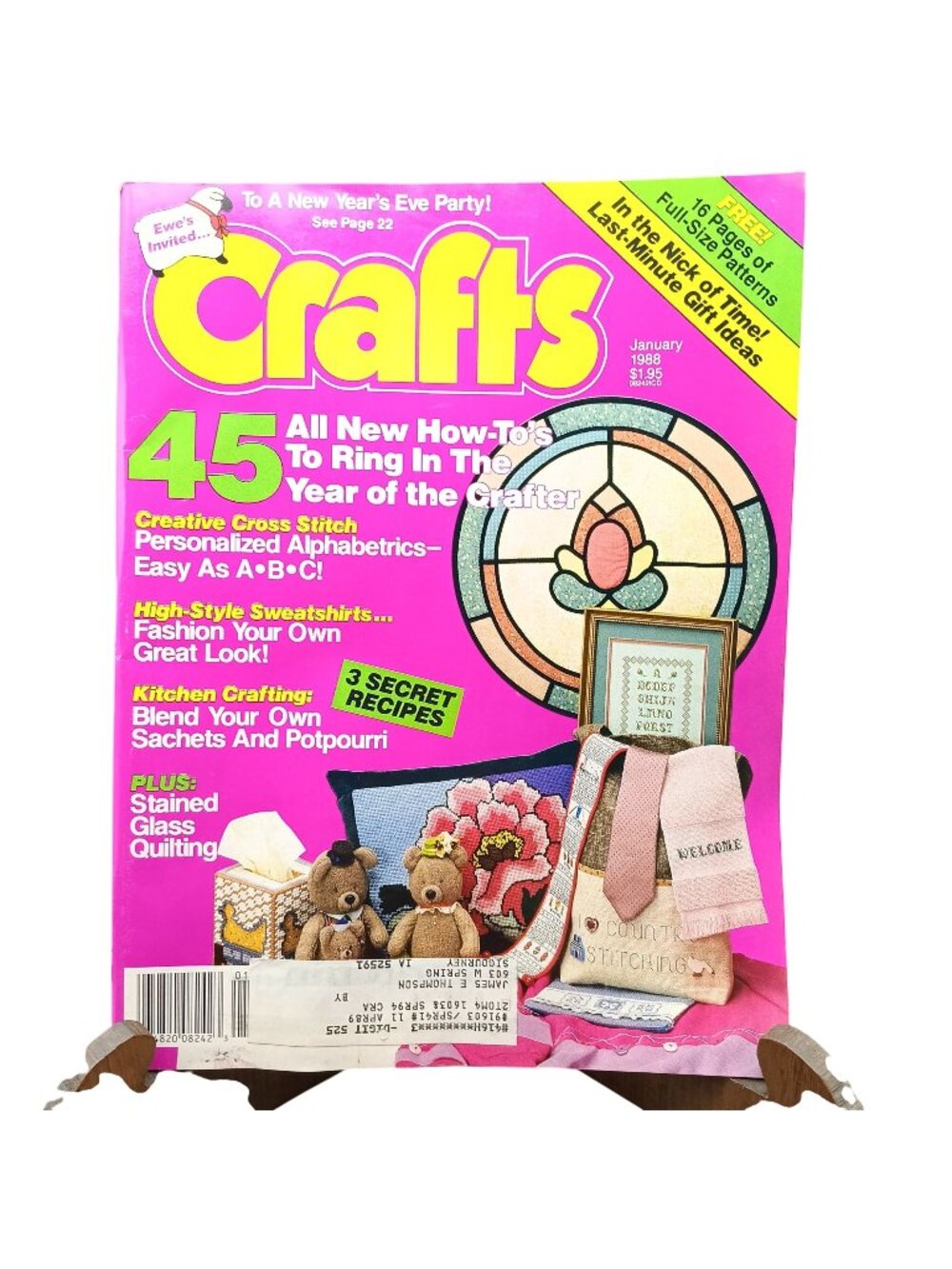 Vintage Crafts Magazine January 1988 45 New How-To Projects Stained Glass Quilti